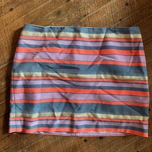 J Crew rainbow metallic striped business casual 10 skirt
